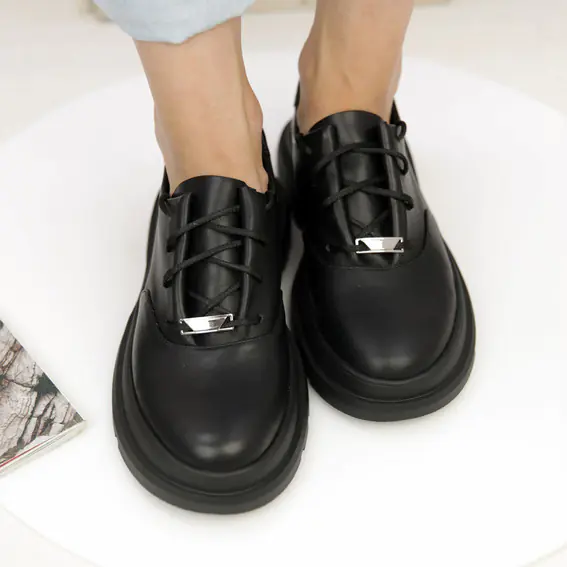 Туфлі жіночі шкіряні  583749 Чорні фото 5 — інтернет-магазин Tapok