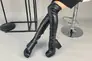 Сапоги-чулки женские кожаные черные на каблуке демисезонные Фото 1