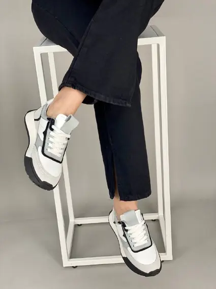 Кроссовки женские кожаные белые с цветными вставками фото 6 — интернет-магазин Tapok