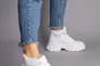 Ботинки женские кожаные белые на шнурках на толстой подошве зимние Фото 3