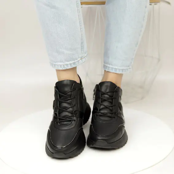 Кросівки жіночі шкіряні  584243 Чорні фото 3 — інтернет-магазин Tapok