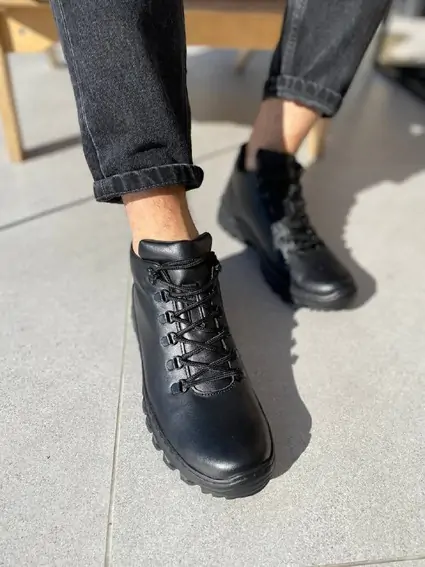 Ботинки мужские кожаные черные зимние фото 5 — интернет-магазин Tapok