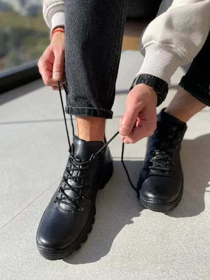 Ботинки мужские кожаные черные зимние фото 6 — интернет-магазин Tapok