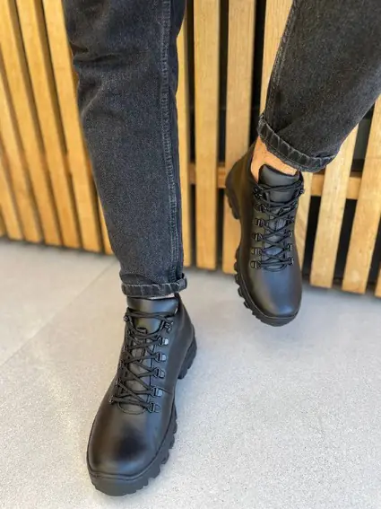 Ботинки мужские кожаные черные зимние фото 10 — интернет-магазин Tapok