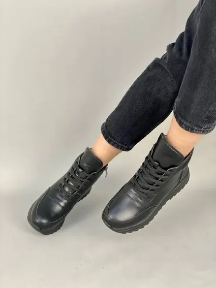 Кроссовки женские кожаные черные зимние фото 6 — интернет-магазин Tapok