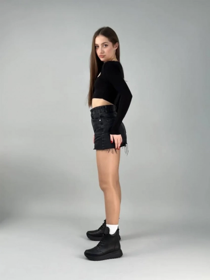 Кроссовки женские кожаные черные зимние фото 17 — интернет-магазин Tapok