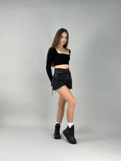Кроссовки женские кожаные черные зимние фото 18 — интернет-магазин Tapok