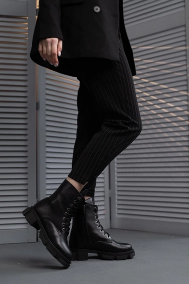 Жіночі черевики шкіряні зимові чорні Yuves 1270 На меху фото 4 — інтернет-магазин Tapok