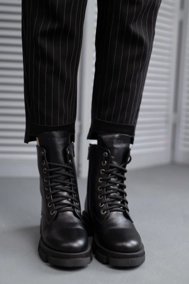 Жіночі черевики шкіряні зимові чорні Yuves 1270 На меху фото 5 — інтернет-магазин Tapok