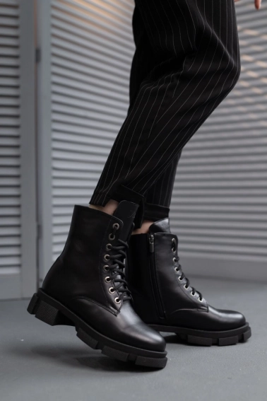Жіночі черевики шкіряні зимові чорні Yuves 1270 На меху фото 6 — інтернет-магазин Tapok