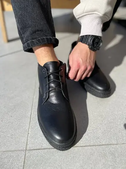 Ботинки мужские кожаные черного цвета зимние фото 4 — интернет-магазин Tapok