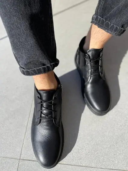 Ботинки мужские кожаные черного цвета зимние фото 6 — интернет-магазин Tapok