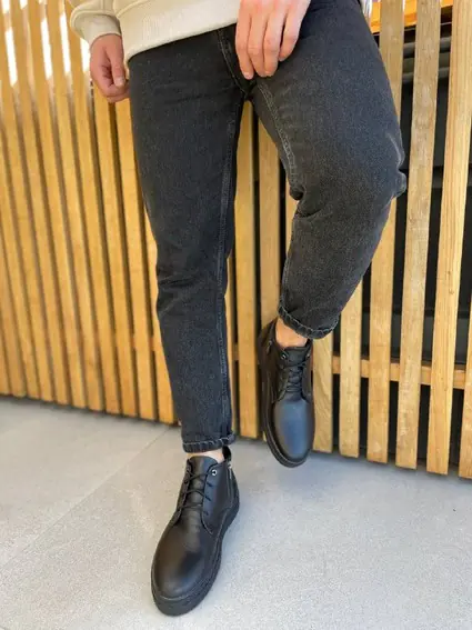 Ботинки мужские кожаные черного цвета зимние фото 8 — интернет-магазин Tapok