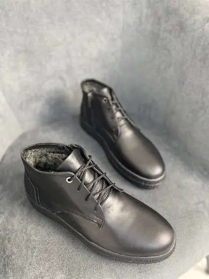 Ботинки мужские кожаные черного цвета зимние фото 14 — интернет-магазин Tapok