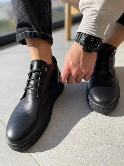 Ботинки мужские кожаные черного цвета зимние фото 17 — интернет-магазин Tapok
