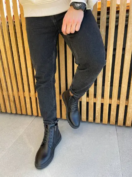 Ботинки мужские кожаные черного цвета на меху фото 8 — интернет-магазин Tapok