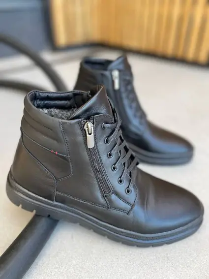 Ботинки мужские кожаные черного цвета на меху фото 11 — интернет-магазин Tapok