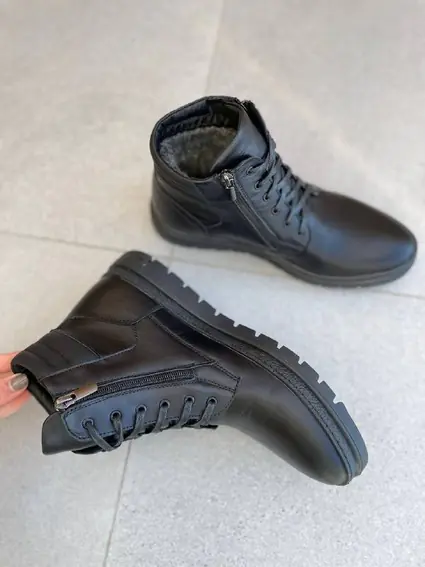 Ботинки мужские кожаные черного цвета на меху фото 13 — интернет-магазин Tapok