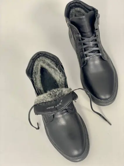 Ботинки мужские кожаные черного цвета на меху фото 17 — интернет-магазин Tapok
