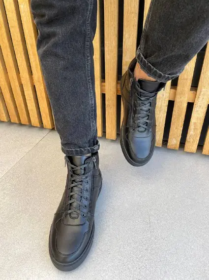 Ботинки мужские кожаные черные зимние фото 4 — интернет-магазин Tapok