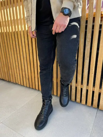 Ботинки мужские кожаные черные зимние фото 6 — интернет-магазин Tapok