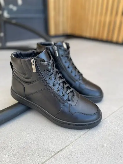 Ботинки мужские кожаные черные зимние фото 11 — интернет-магазин Tapok