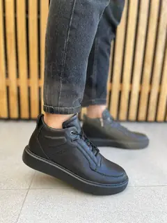 Ботинки мужские кожаные черные на меху
