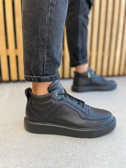 Ботинки мужские кожаные черные на меху фото 2 — интернет-магазин Tapok