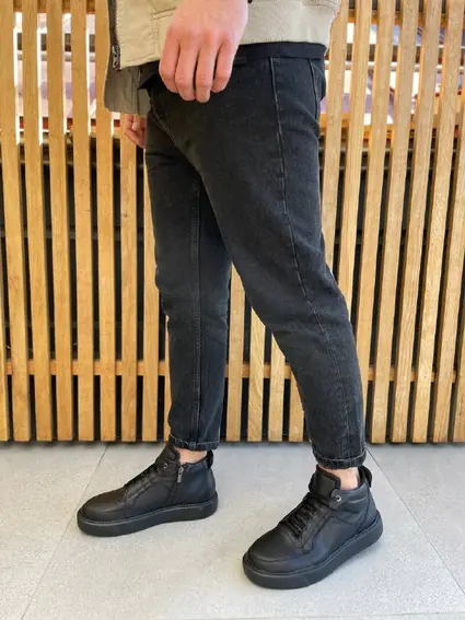 Ботинки мужские кожаные черные на меху фото 4 — интернет-магазин Tapok