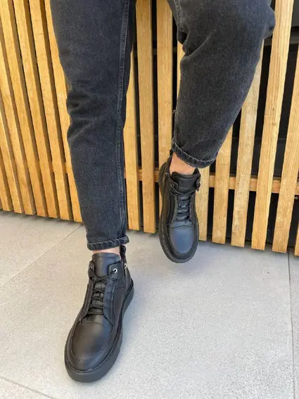 Ботинки мужские кожаные черные на меху фото 5 — интернет-магазин Tapok
