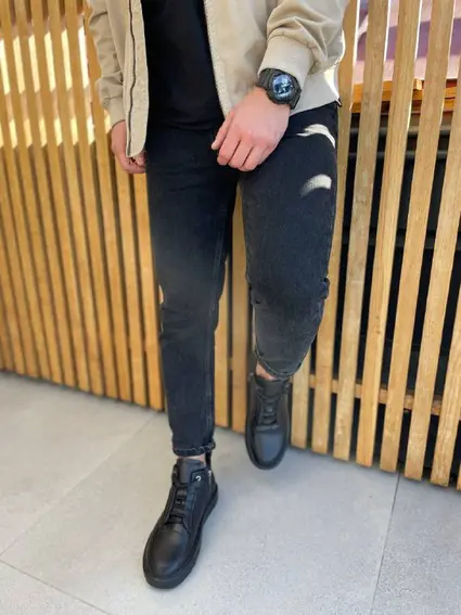 Ботинки мужские кожаные черные на меху фото 6 — интернет-магазин Tapok