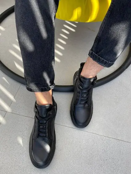 Ботинки мужские кожаные черные на меху фото 9 — интернет-магазин Tapok