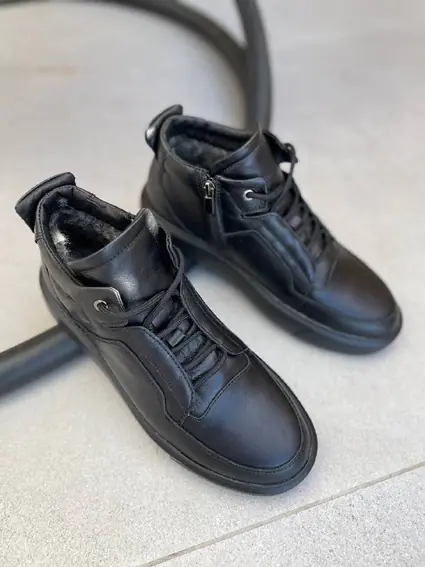 Ботинки мужские кожаные черные на меху фото 11 — интернет-магазин Tapok