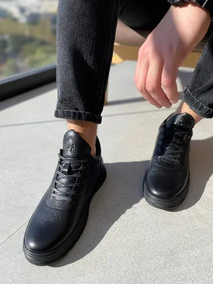 Ботинки мужские кожаные черные зимние фото 18 — интернет-магазин Tapok