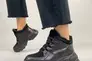 Кросівки жіночі шкіра флотар чорні із вставкою замші зимові Фото 3