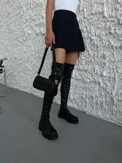 Чоботи жіночі стрейч шкіра чорного кольору на низькому ходу зимові фото 14 — інтернет-магазин Tapok