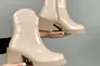 Ботинки женские кожа наплак бежевого цвета на каблуке зимние Фото 9