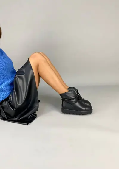 Угги женские кожаные черные со шнуровкой фото 9 — интернет-магазин Tapok