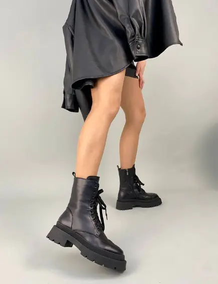 Ботинки женские кожаные черные зимние фото 2 — интернет-магазин Tapok