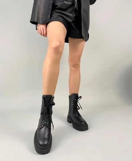 Ботинки женские кожаные черные зимние фото 3 — интернет-магазин Tapok