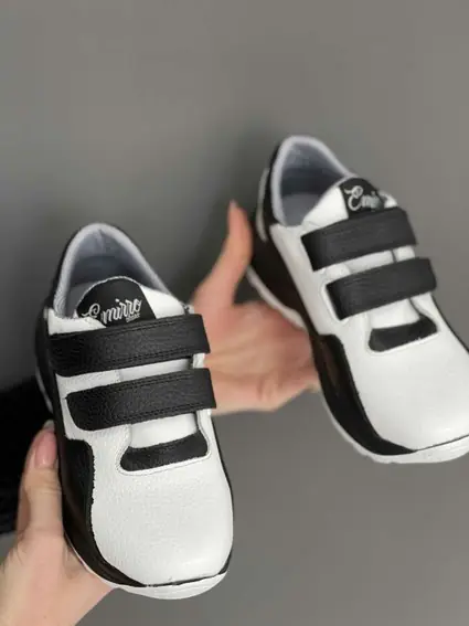 Дитячі кросівки шкіряні весняно-осінні білі-чорні Emirro 316 L White Edition фото 3 — інтернет-магазин Tapok