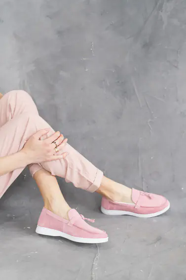 Жіночі замшеві лофери весна/осінь рожеві Multi-shoes Piano фото 6 — інтернет-магазин Tapok