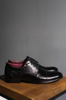 Мужские туфли кожаные весна/осень черные Vivaro 635 Classic