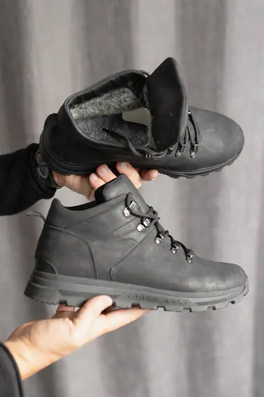 Мужские кроссовки кожаные зимние черные Emirro 011 на меху фото 2 — интернет-магазин Tapok