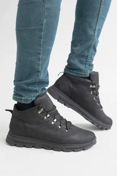 Мужские кроссовки кожаные зимние черные Emirro 011 на меху фото 5 — интернет-магазин Tapok
