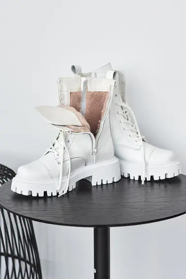 Жіночі черевики шкіряні зимові білі Emirro 1087-06 два замка на меху фото 8 — інтернет-магазин Tapok