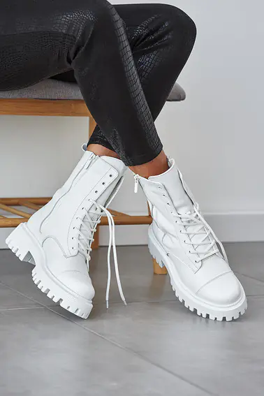 Жіночі черевики шкіряні зимові білі Emirro 1087-06 два замка на меху фото 13 — інтернет-магазин Tapok