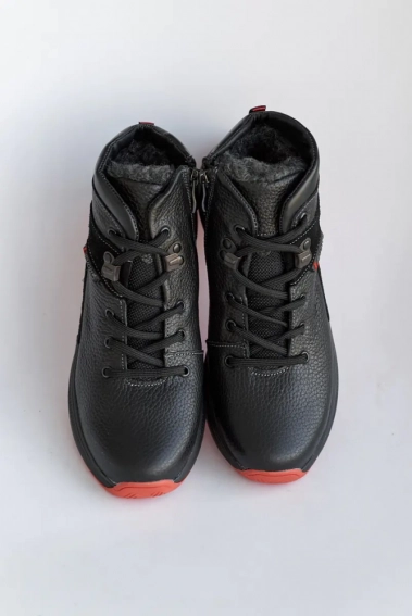Подростковые ботинки кожаные зимние черные Levons 171 на меху фото 3 — интернет-магазин Tapok