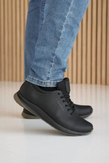Мужские кроссовки кожаные весна/осень черные Emirro E10 Motion
