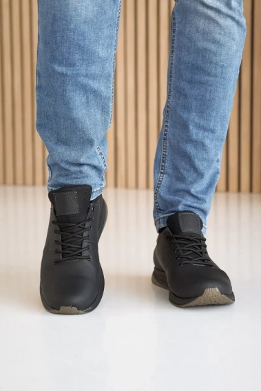 Мужские кроссовки кожаные весна/осень черные Emirro E10 Motion фото 2 — интернет-магазин Tapok